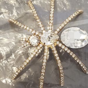 Vintage Huge Goldtone and Rhinestone Brooch